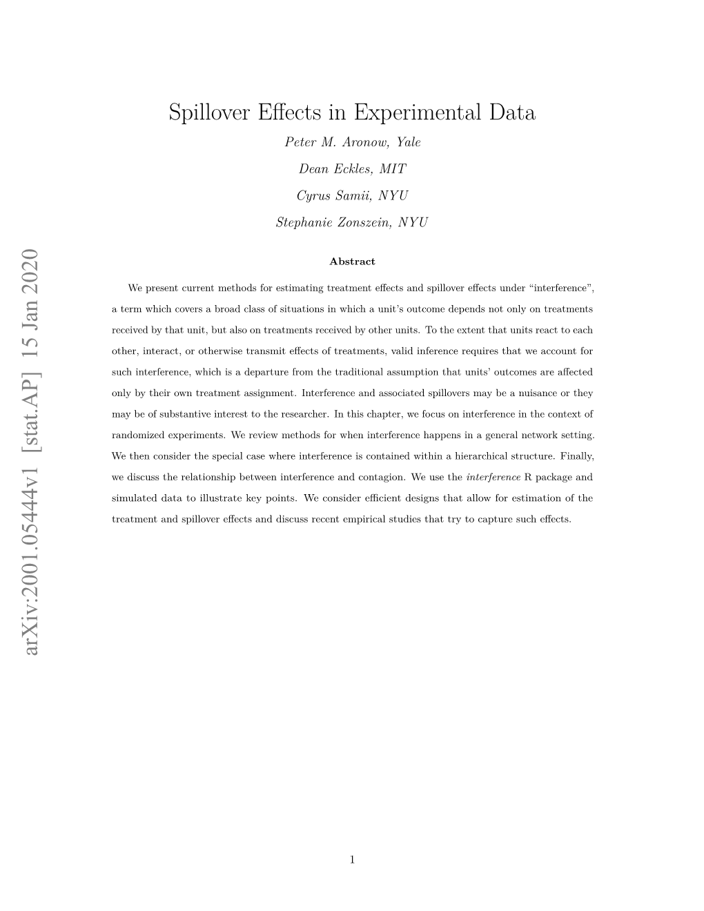 Spillover Effects in Experimental Data