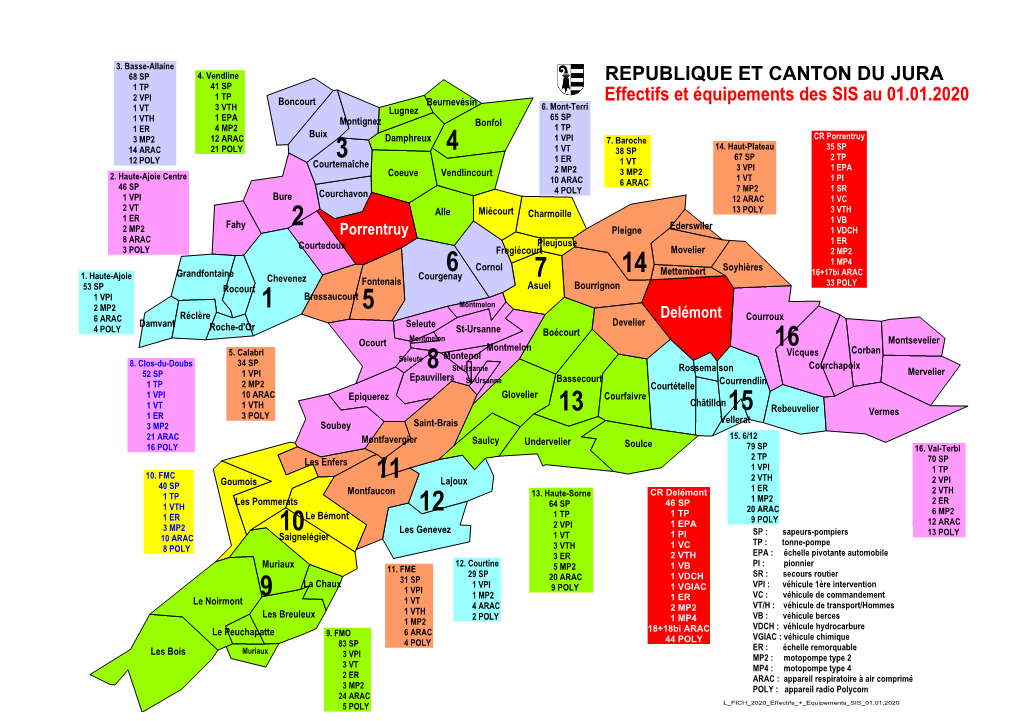 Effectifs Et Équipements Des SIS Au 01.01.2020 1 VT 3 VTH Lugnez 6