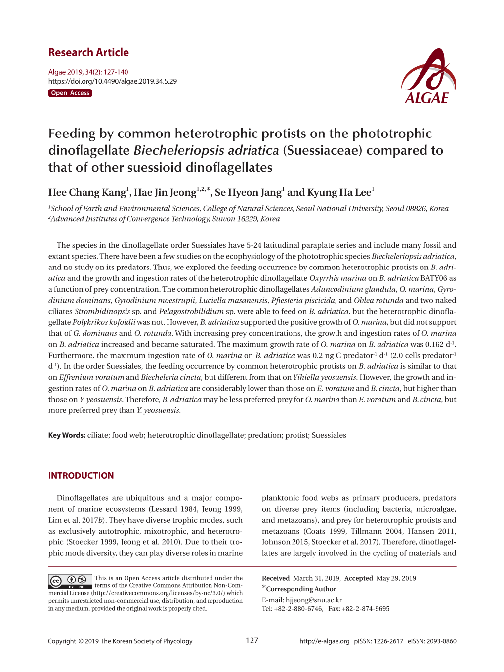 Feeding by Common Heterotrophic Protists on the Phototrophic Dinoflagellatebiecheleriopsis Adriatica (Suessiaceae) Compared to That of Other Suessioid Dinoflagellates