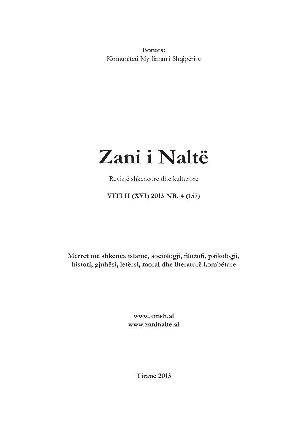 Promovohet “Zani I Naltë”, Revistë Shkencore E Kulturore