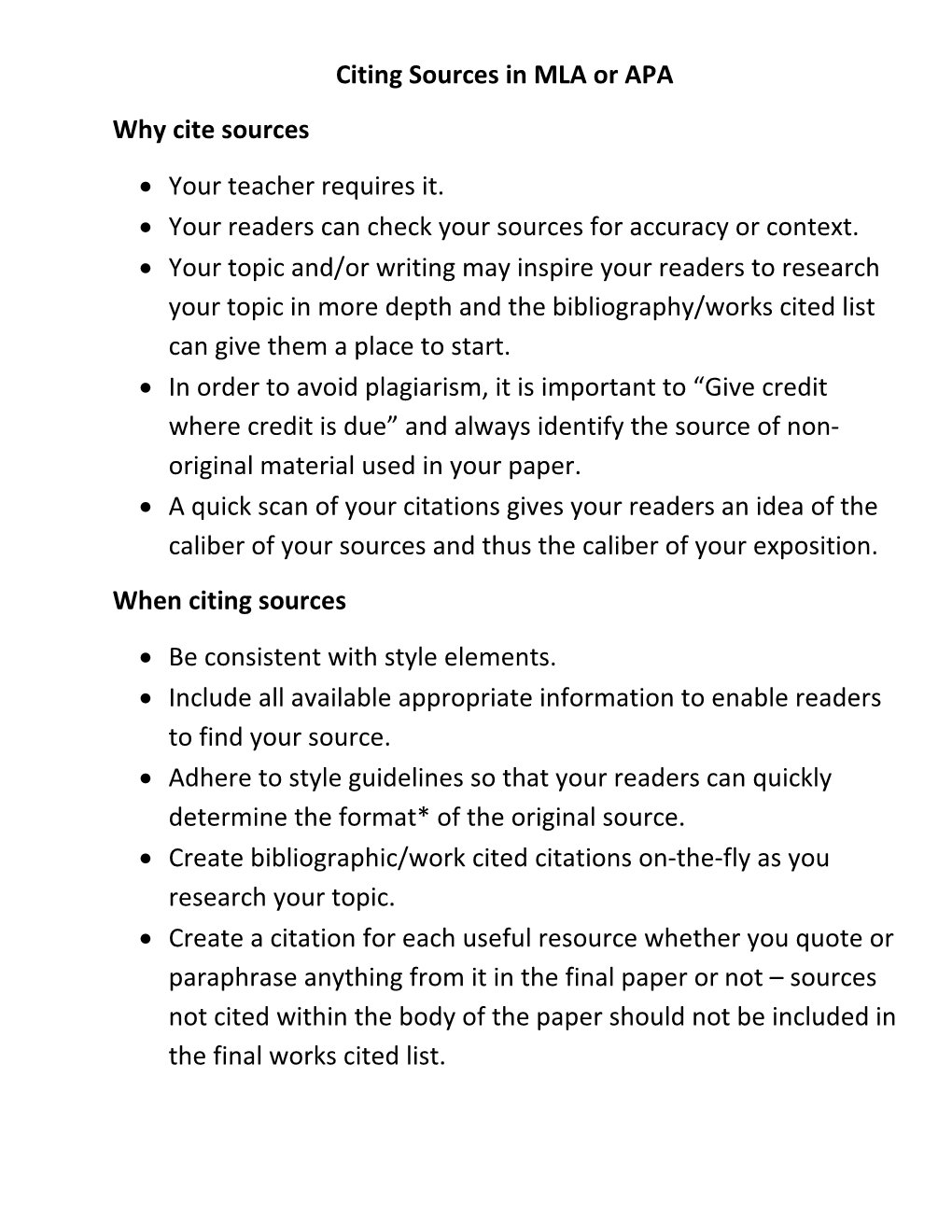 MLA Or APA Why Cite Sources