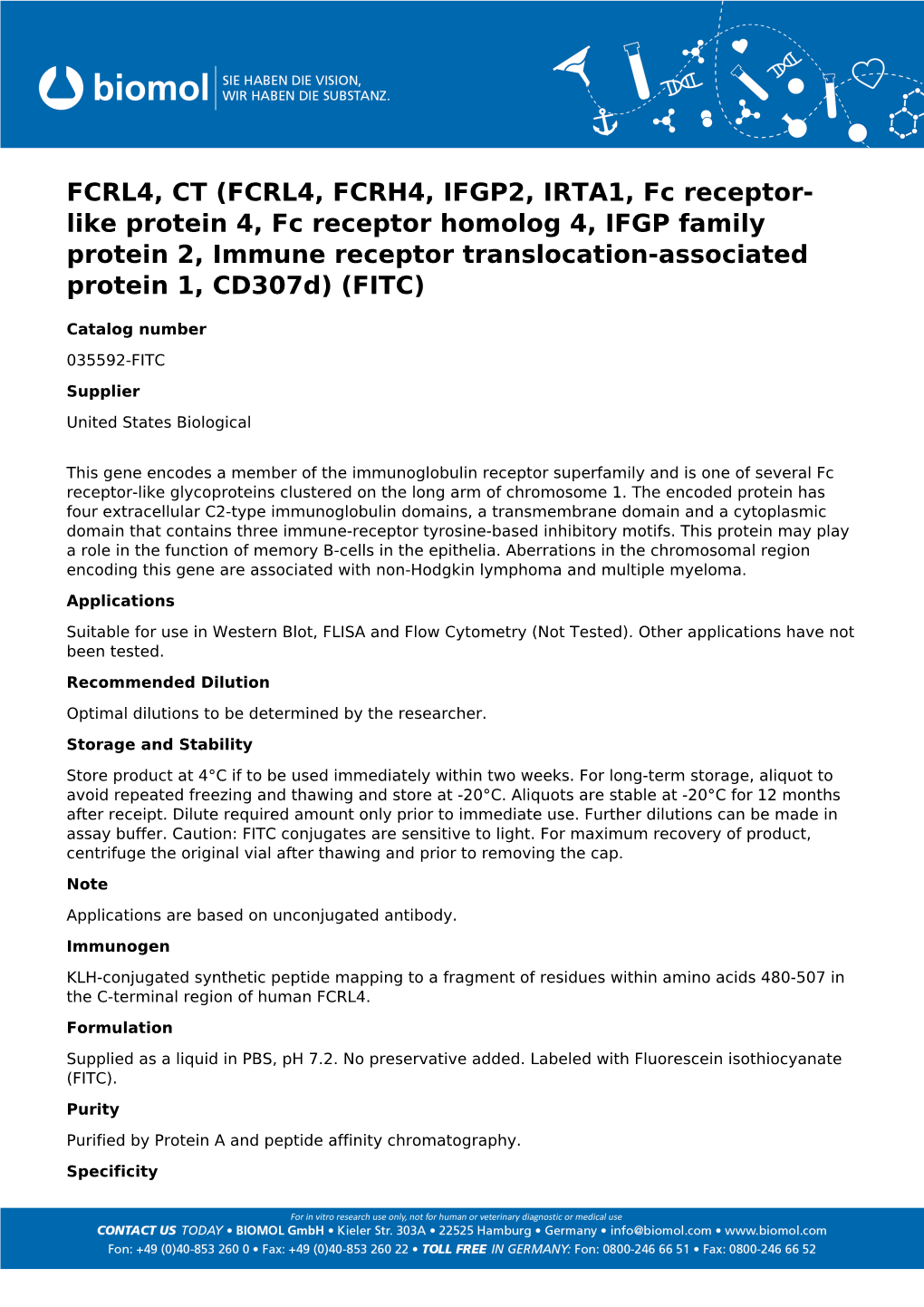 Usbiological Datasheet