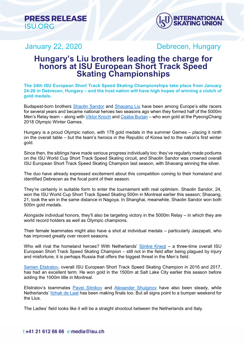 Hungary's Liu Brothers Leading the Charge for Honors at ISU European