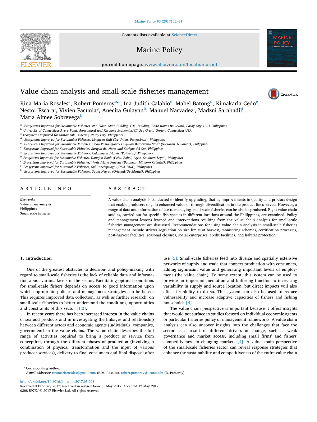 Value Chain Analysis and Small-Scale Fisheries Management