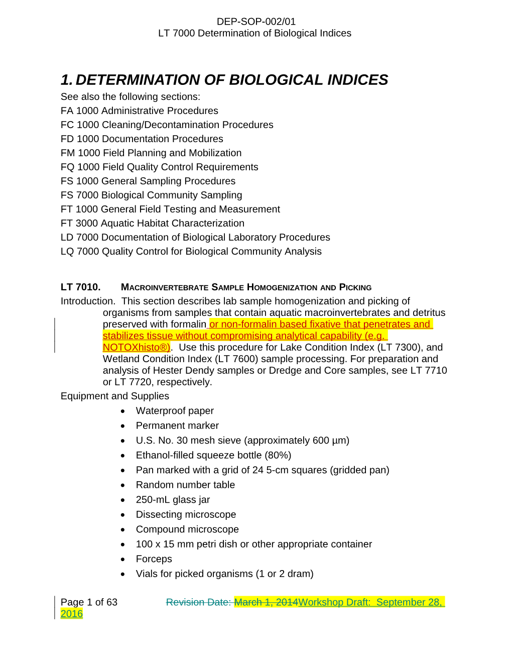 Lt 7000. Determination of Biological Indices