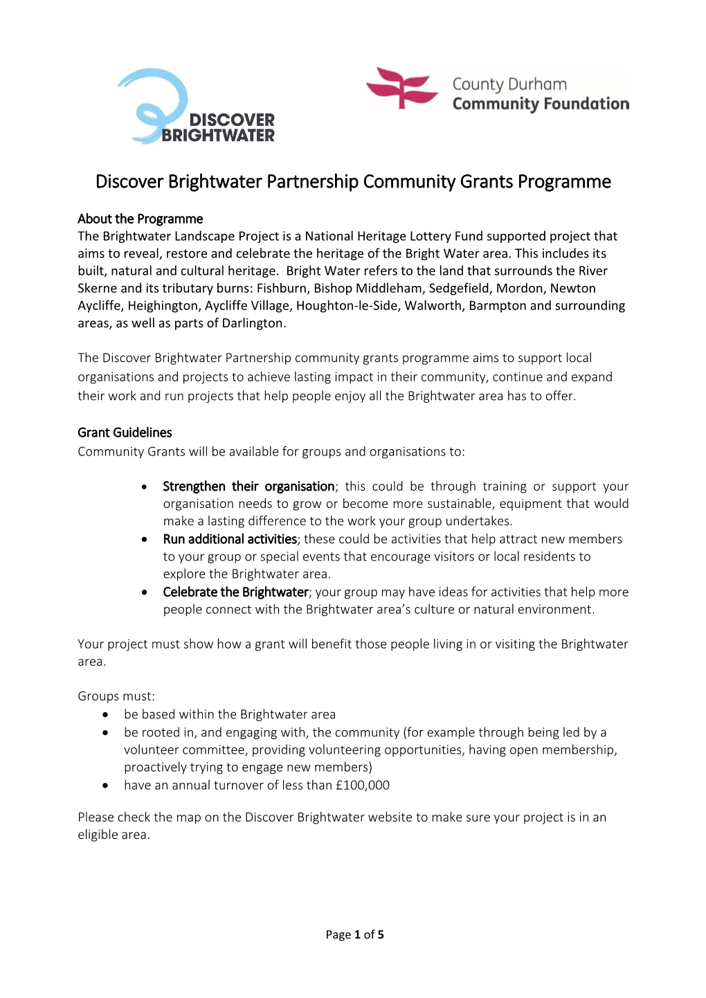 Grant Guidelines Community Grants Will Be Available for Groups and Organisations To