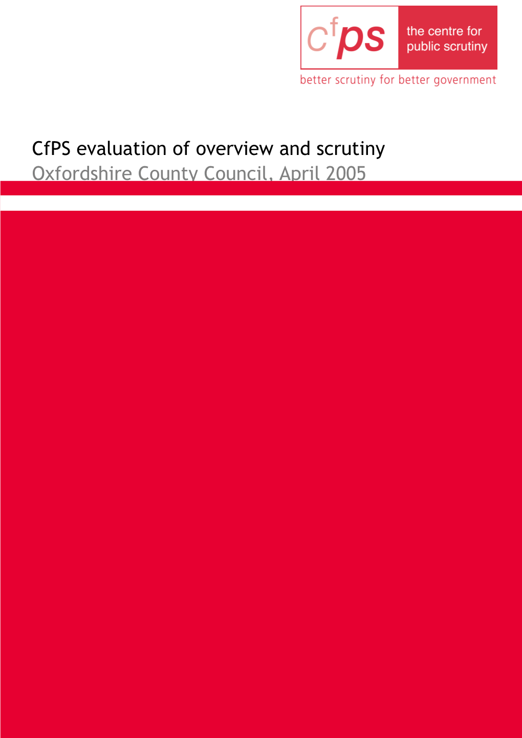 Cfps Evaluation of Overview and Scrutiny