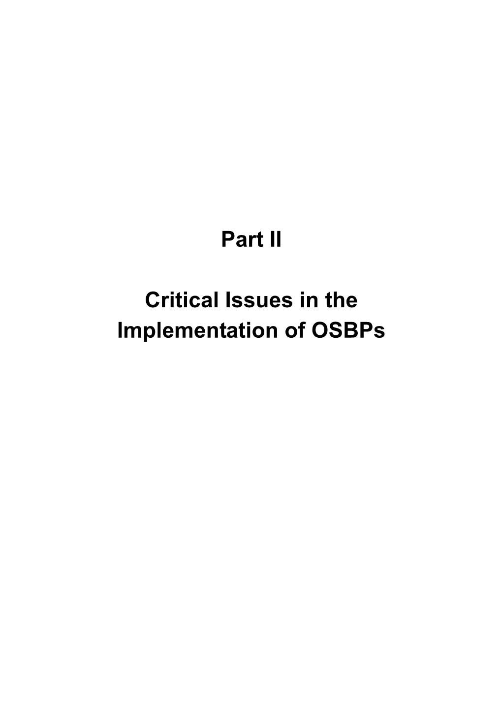 Part II Critical Issues in the Implementation of Osbps