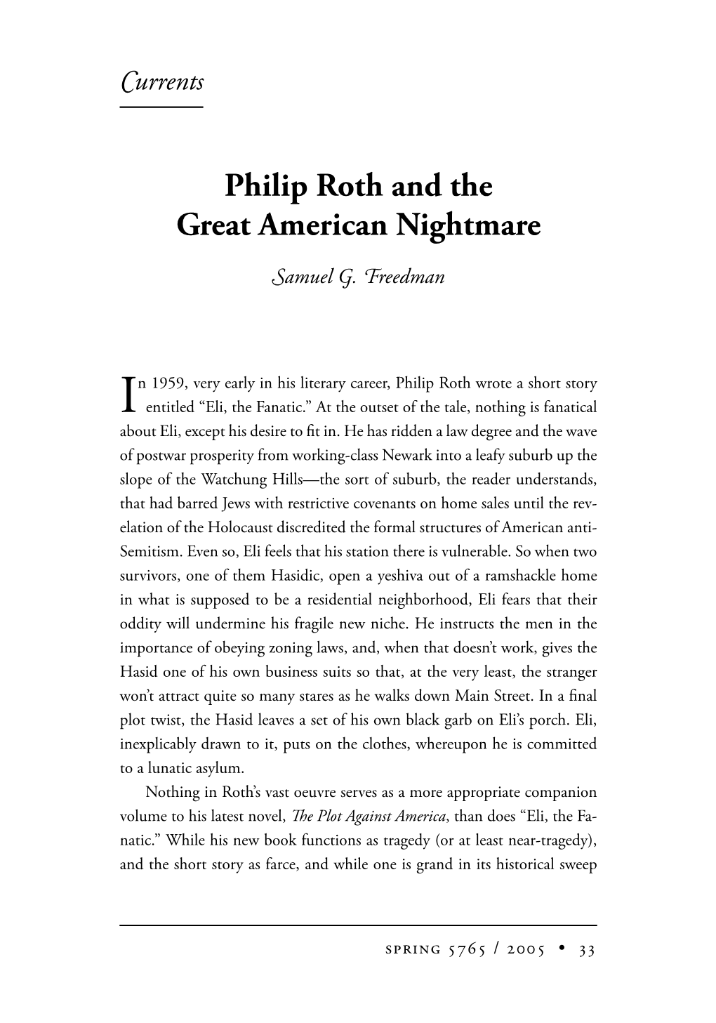 Philip Roth and the Great American Nightmare