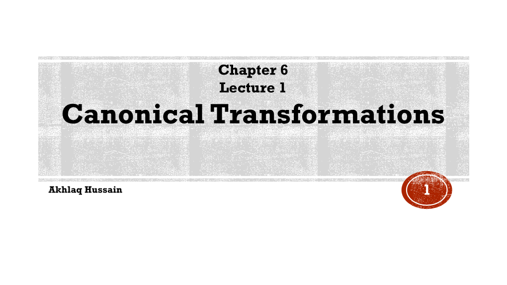 Canonical Transformations