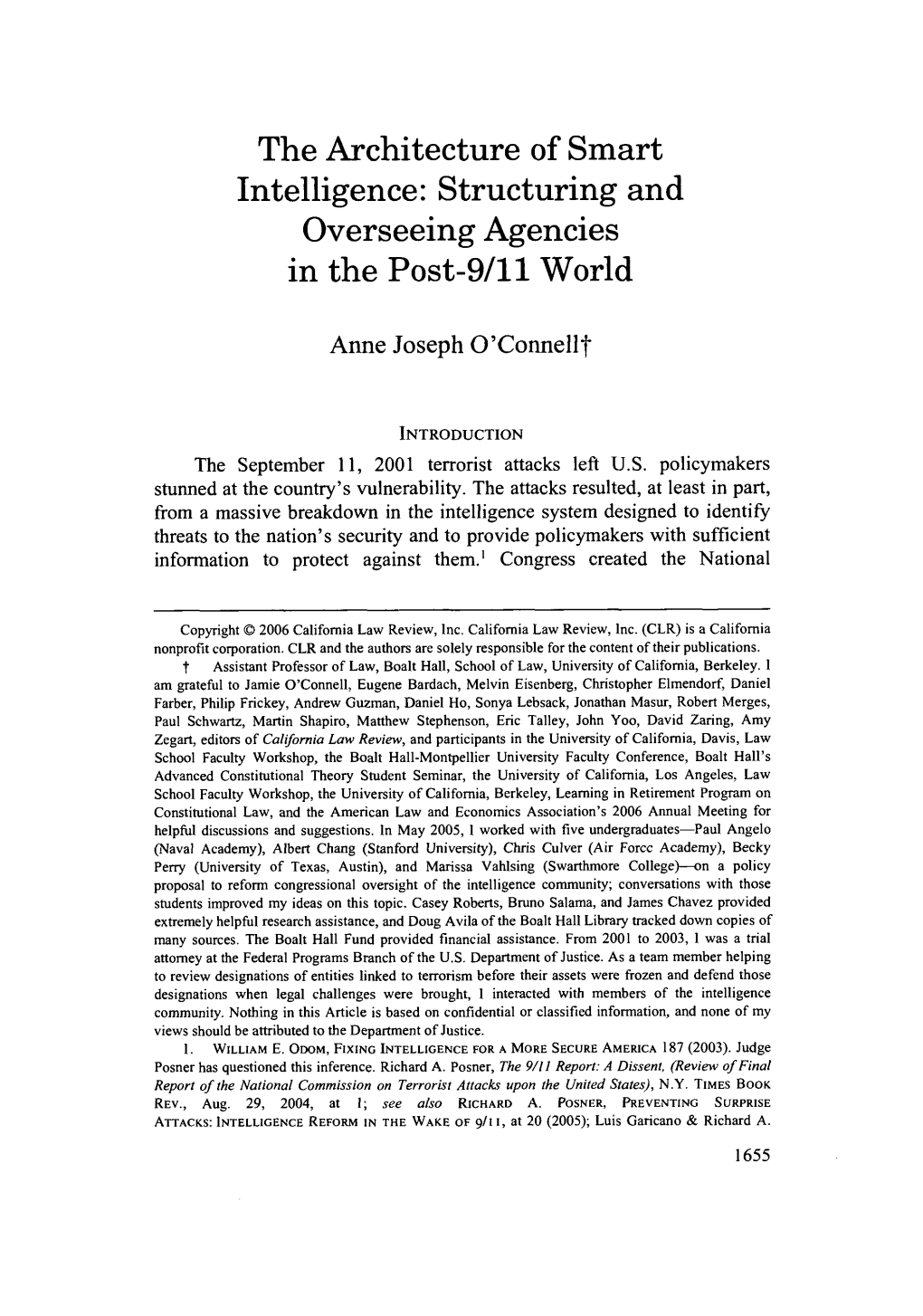 Structuring and Overseeing Agencies in the Post-9/11 World