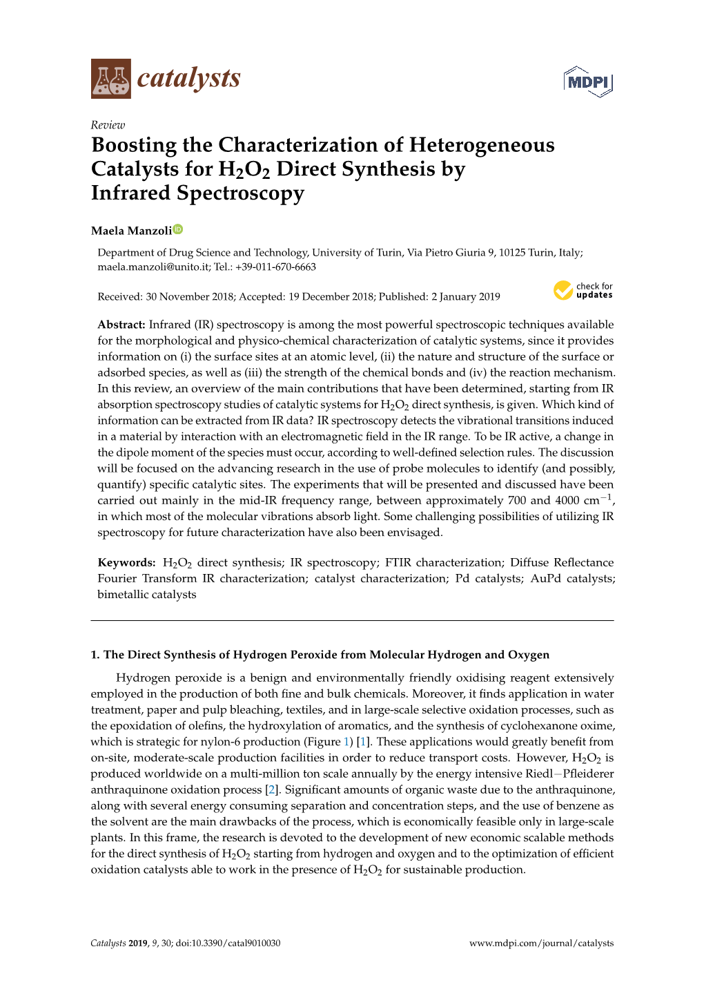 Boosting the Characterization of Heterogeneous Catalysts for H2O2 Direct Synthesis by Infrared Spectroscopy