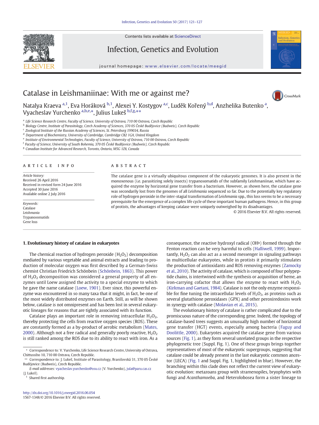 Catalase in Leishmaniinae: with Me Or Against Me?