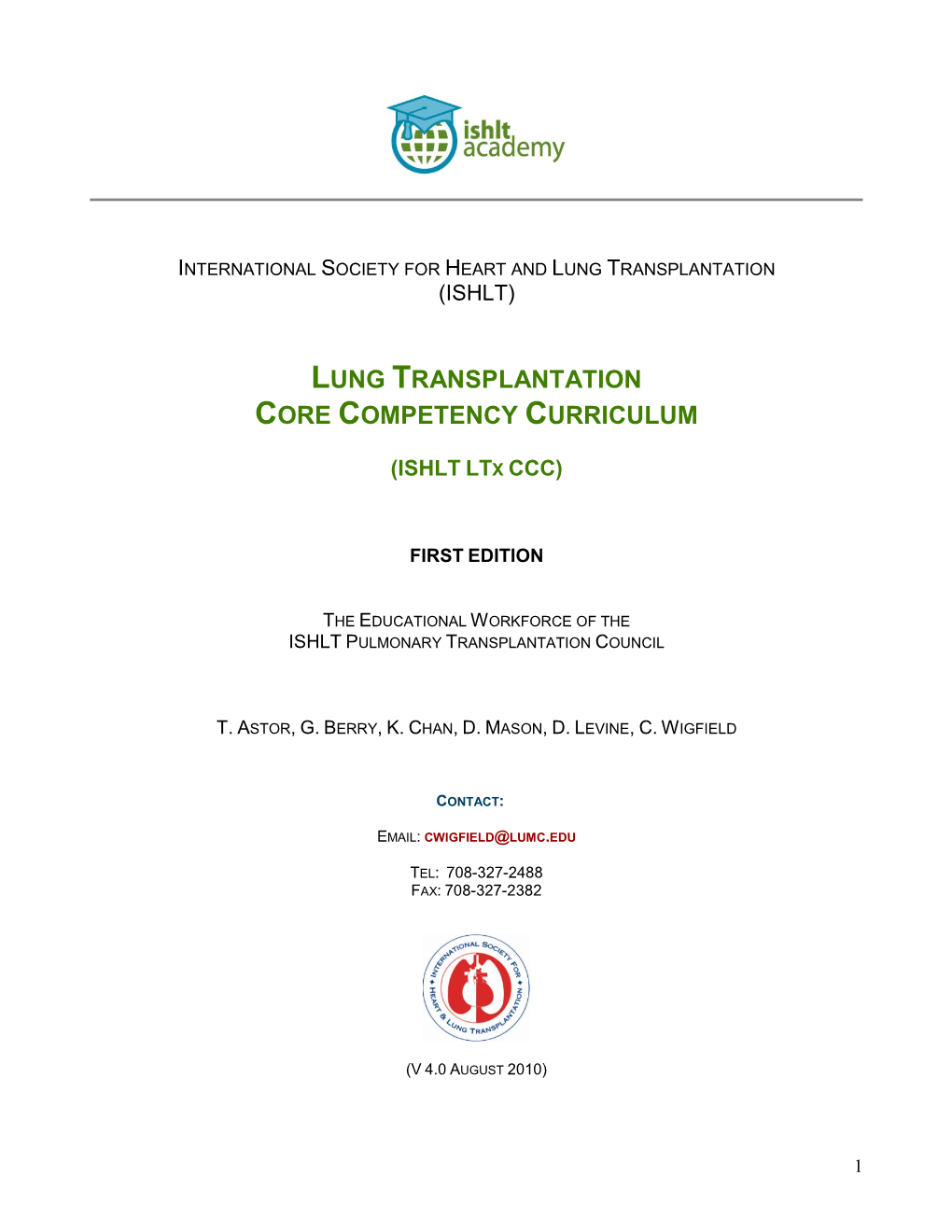 Lung Transplantation Core Competency Curriculum