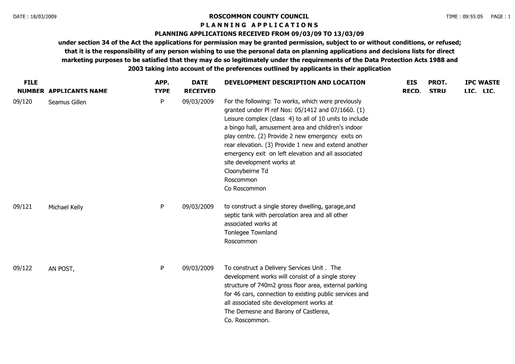 File Number Roscommon County Council