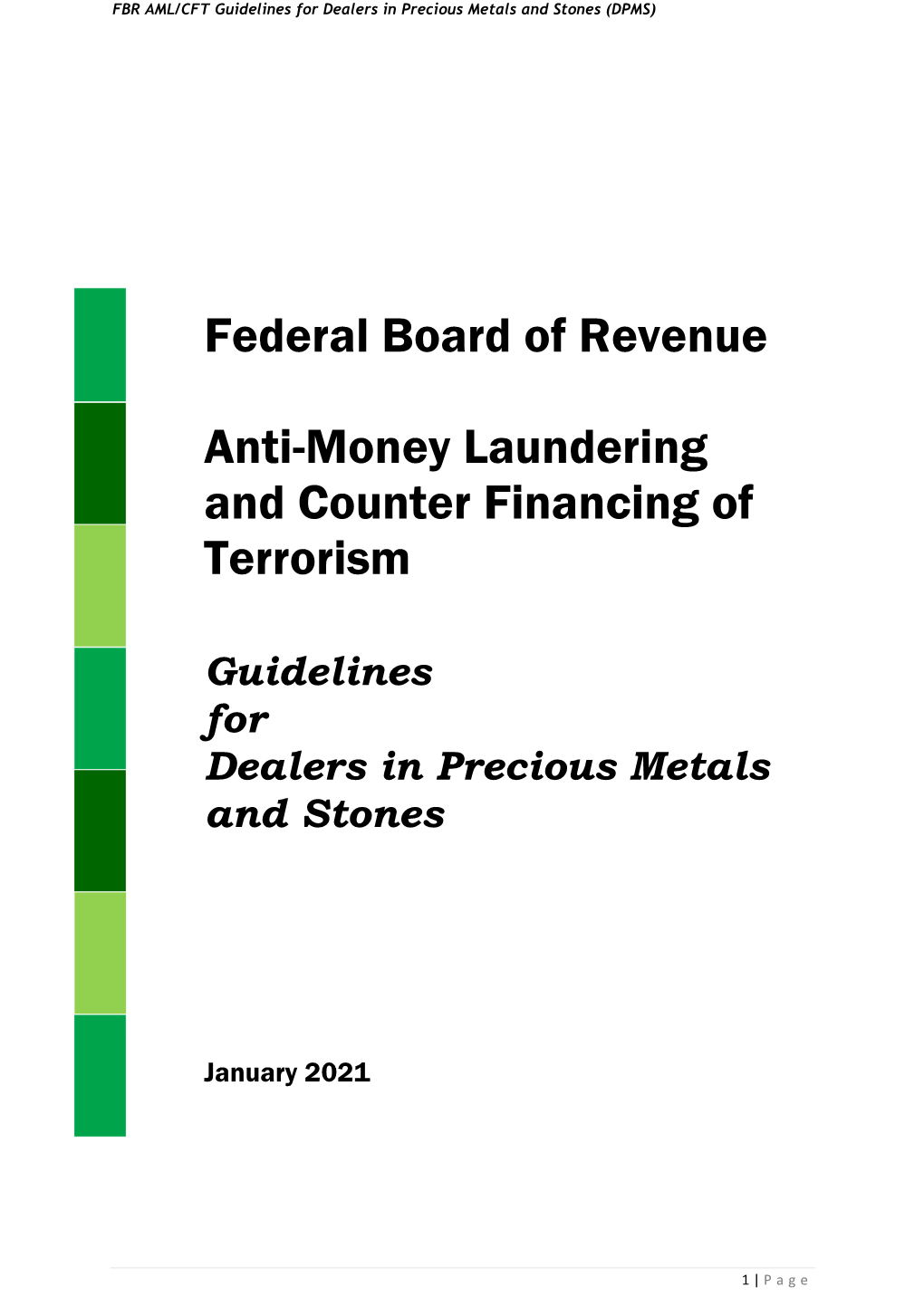 Federal Board of Revenue Anti-Money Laundering And