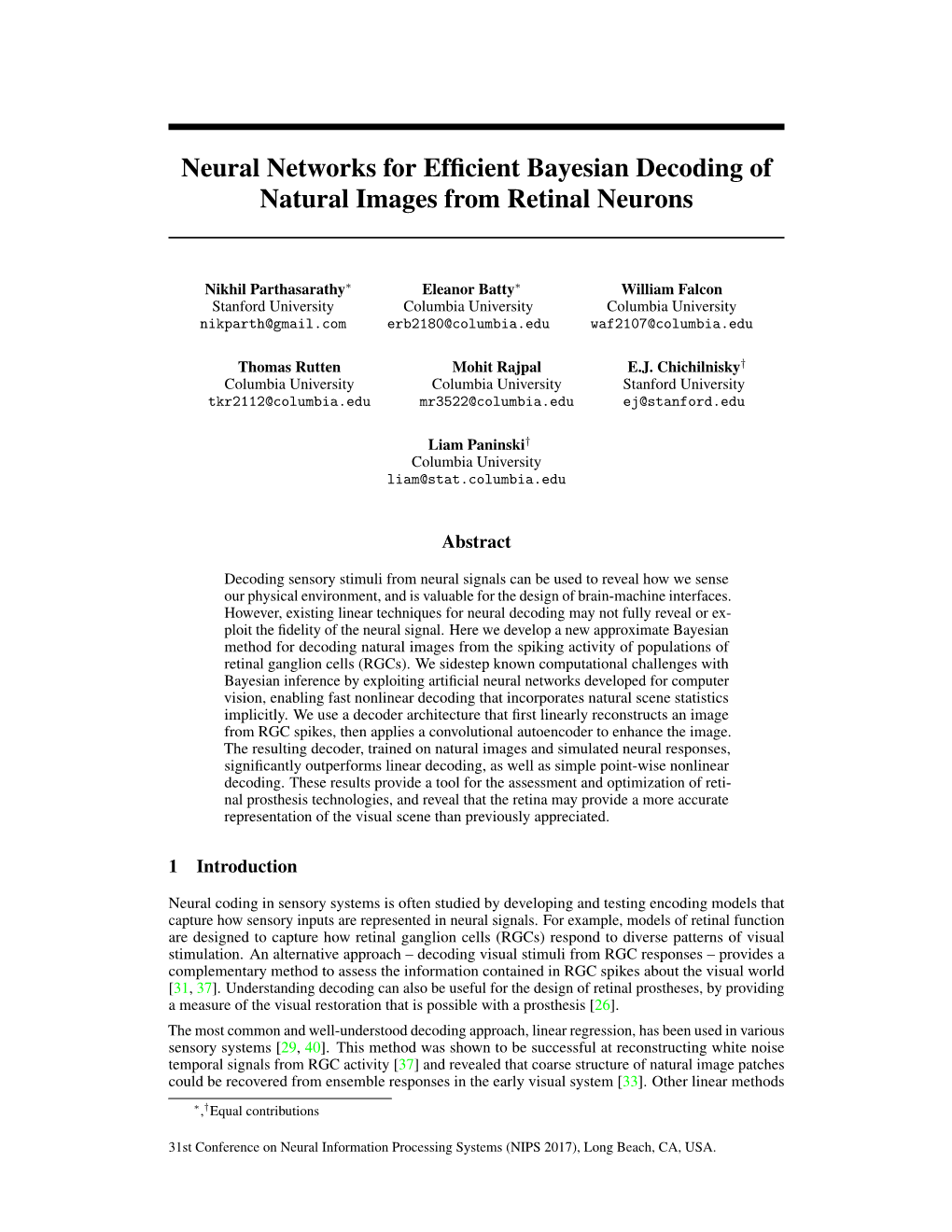 Neural Networks for Efficient Bayesian Decoding Of