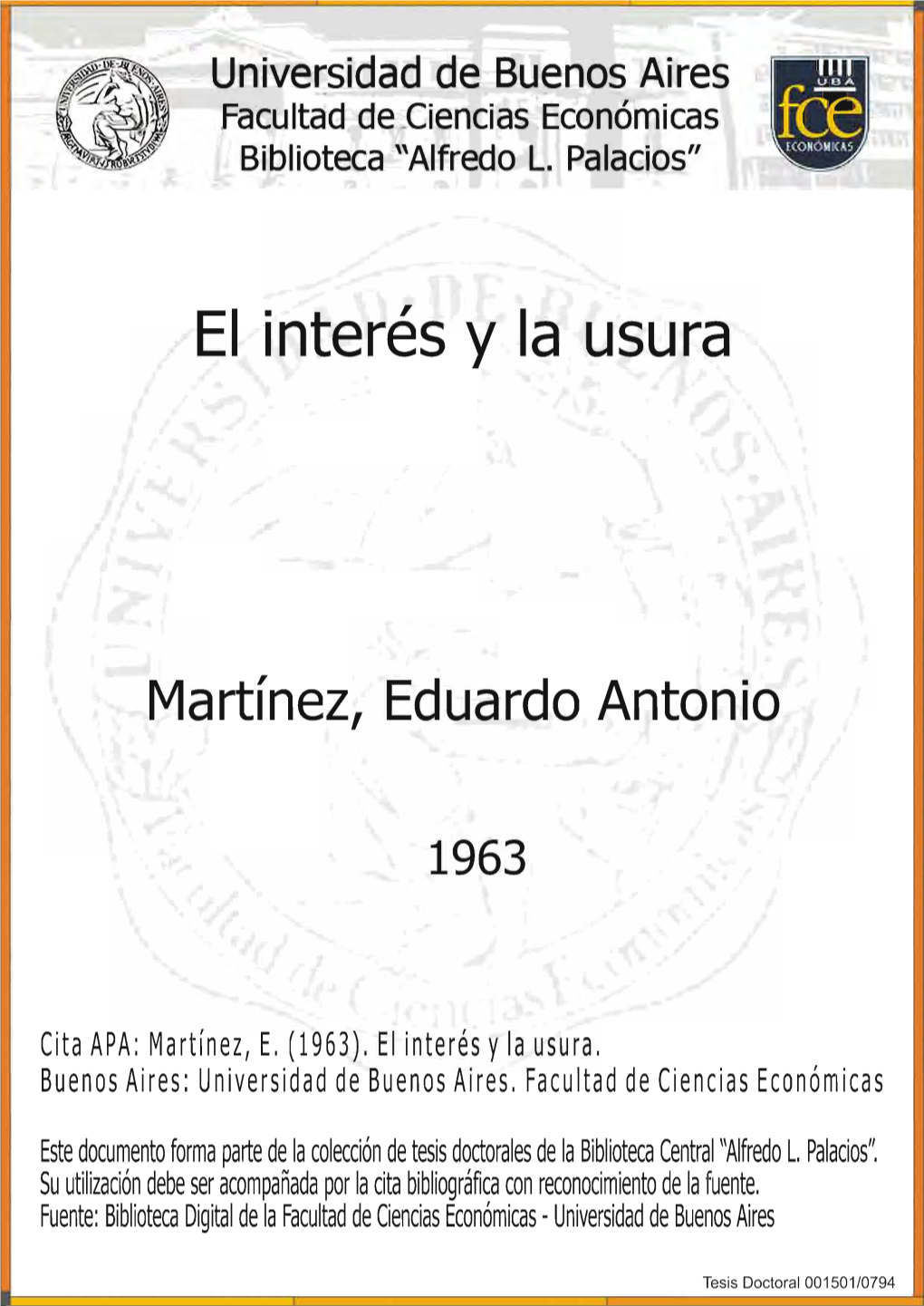 El Interés Y La Usura;