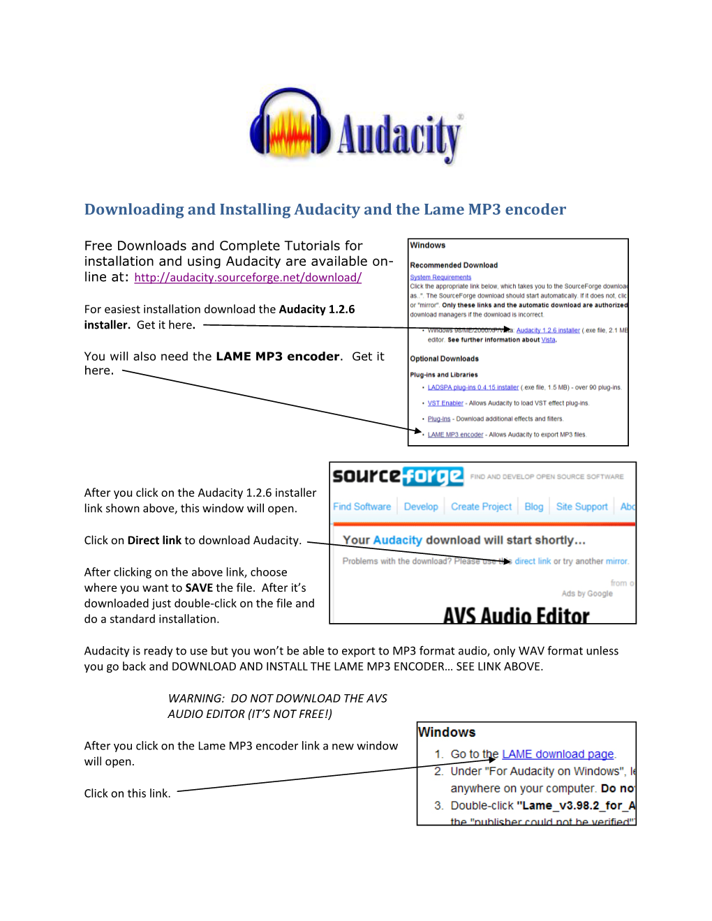 Downloading and Installing Audacity and the Lame MP3 Encoder