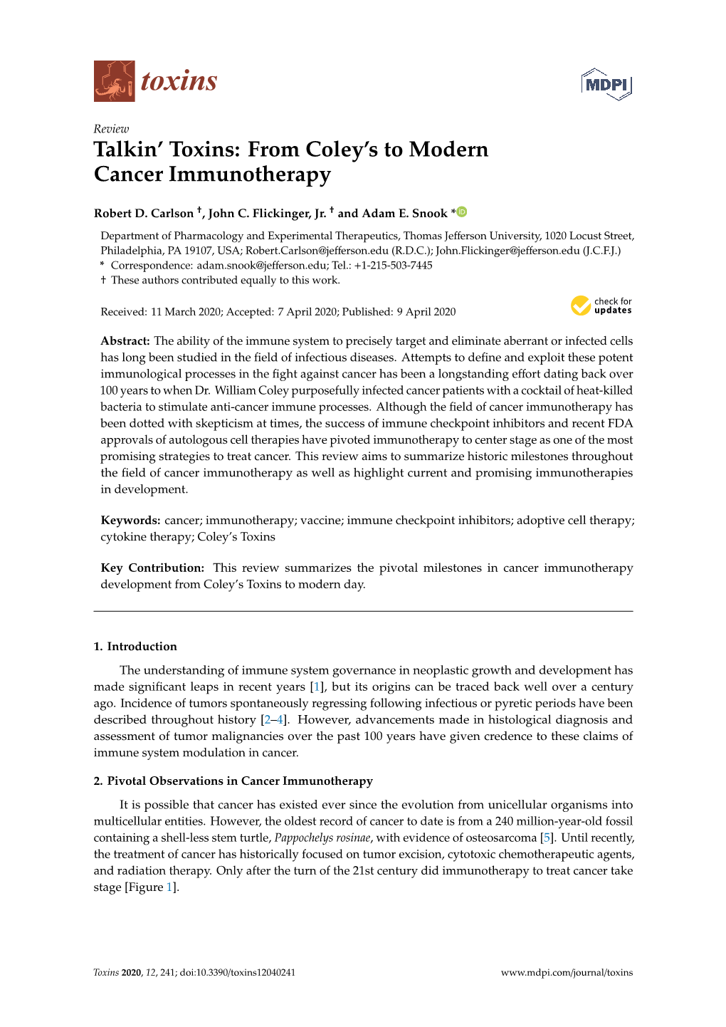 Talkin'toxins: from Coley's to Modern Cancer Immunotherapy