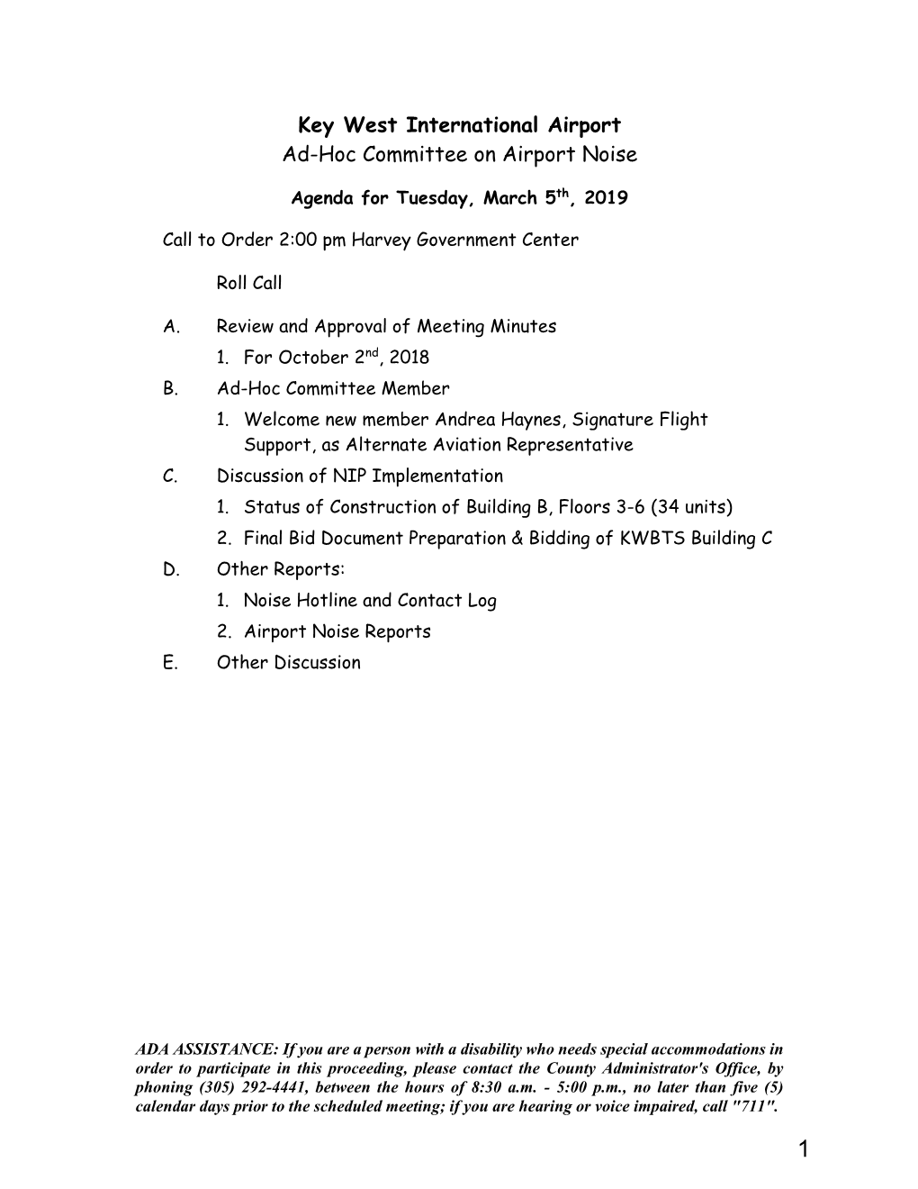 Key West International Airport Ad-Hoc Committee on Airport Noise