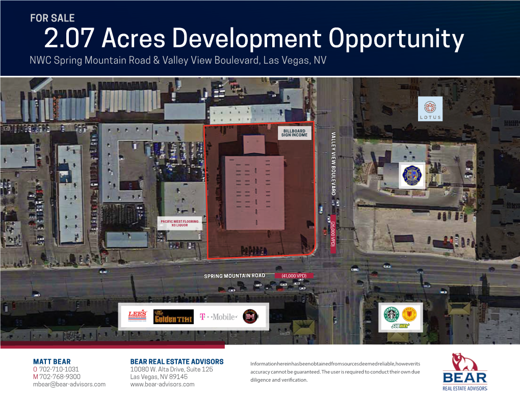 ±2.07 Acres Development Opportunity NWC Spring Mountain Road & Valley View Boulevard, Las Vegas, NV
