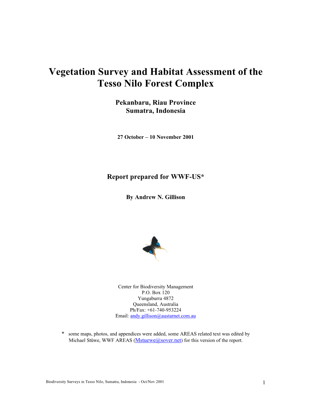 Vegetation Survey and Habitat Assessment of the Tesso Nilo Forest Complex