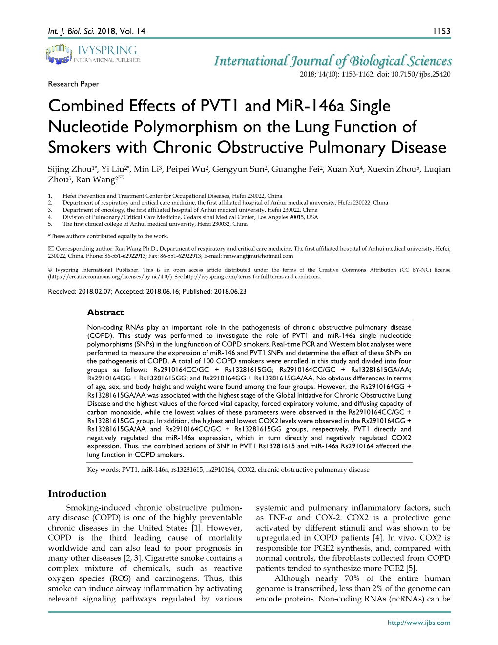 Combined Effects of PVT1 and Mir-146A Single Nucleotide