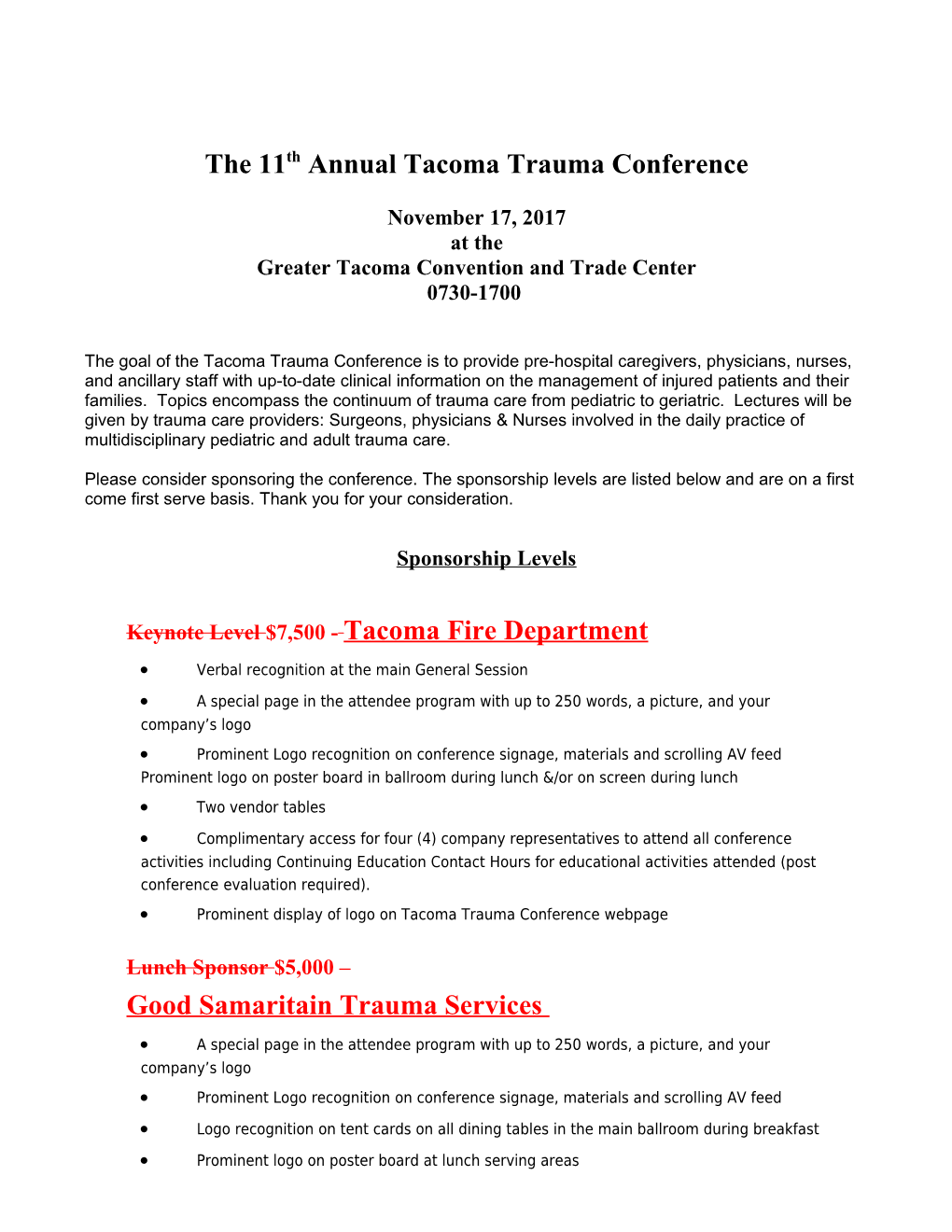 11Th Annual Tacoma Trauma Conference