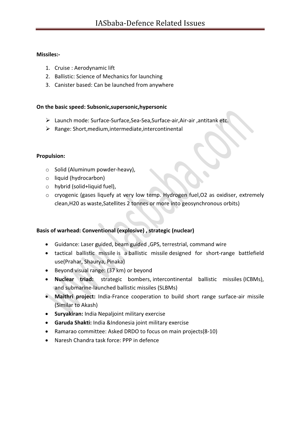 Iasbaba-Defence Related Issues