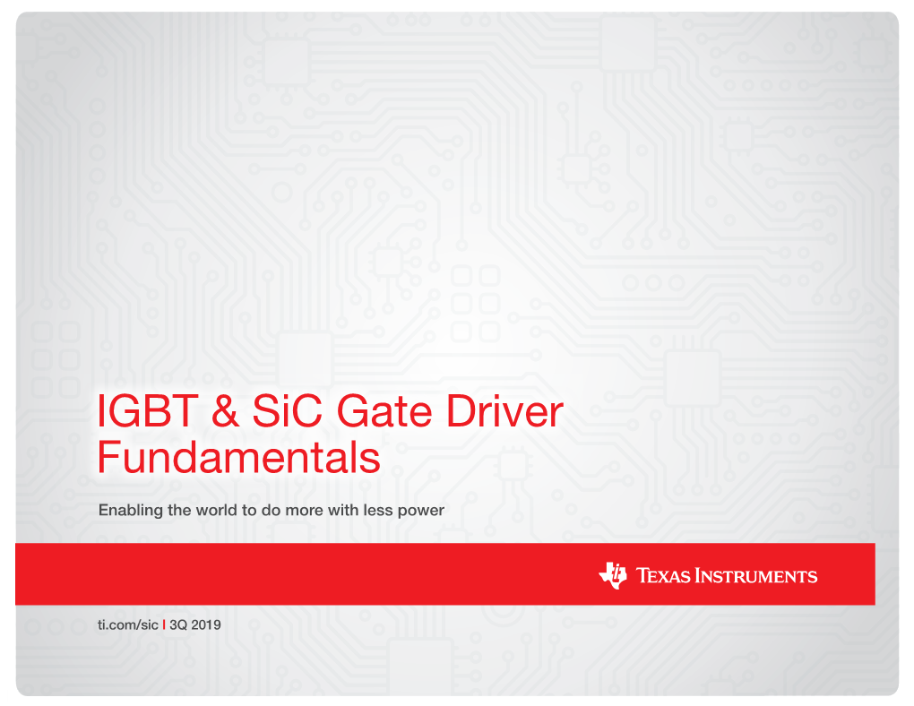 IGBT & Sic Gate Driver Fundamentals