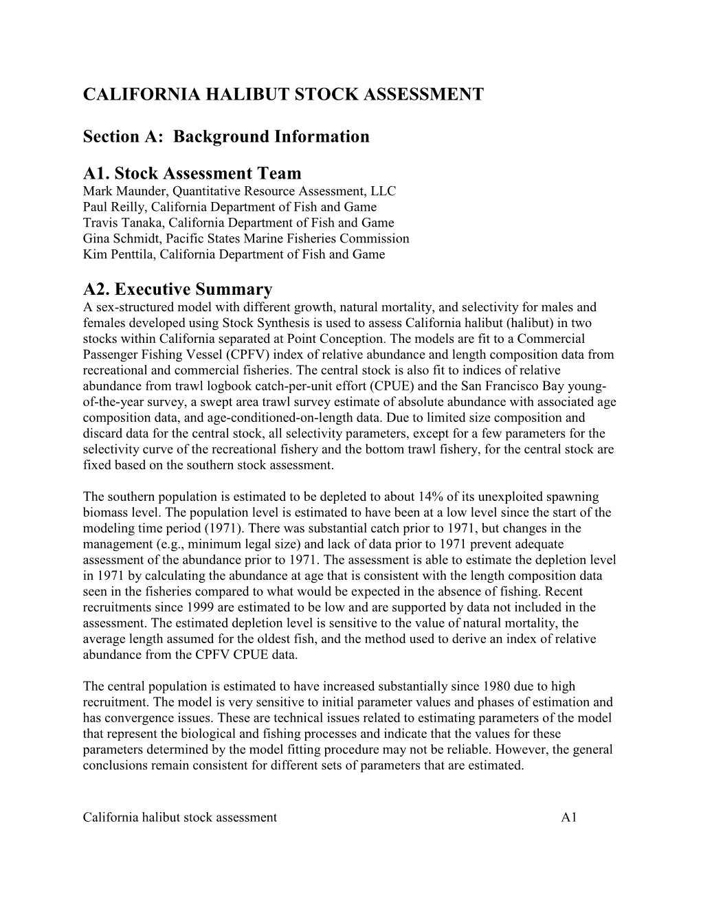 California Halibut Stock Assessment