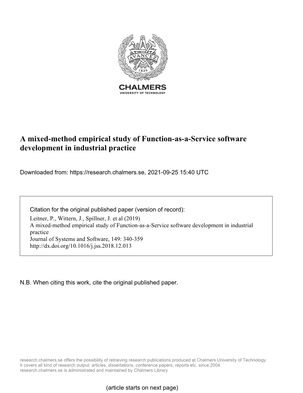 A Mixed-Method Empirical Study of Function-As-A-Service Software Development in Industrial Practice