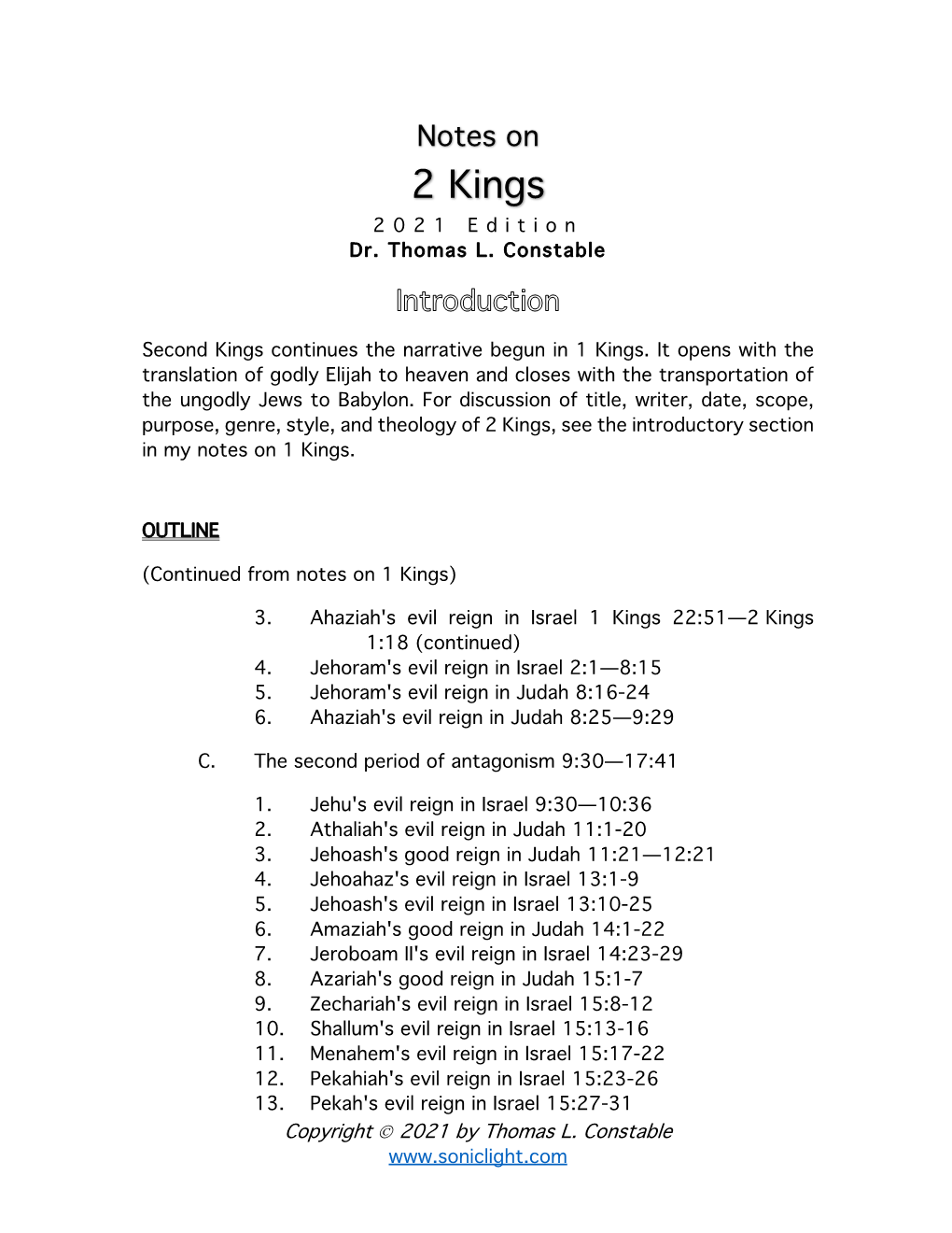 Notes on 2 Kings 202 1 Edition Dr