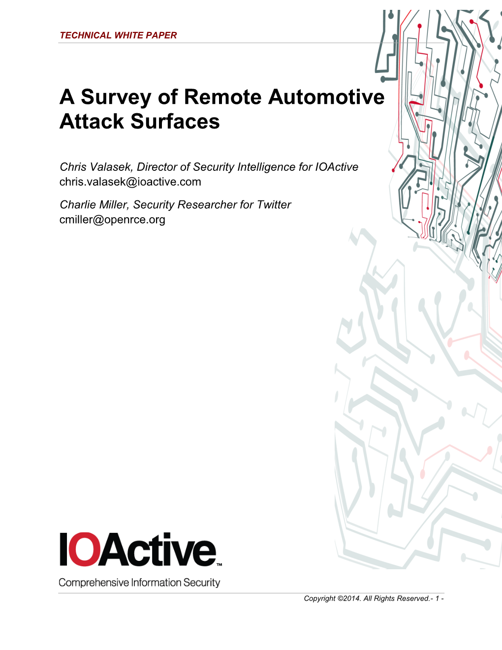 A Survey of Remote Automotive Attack Surfaces