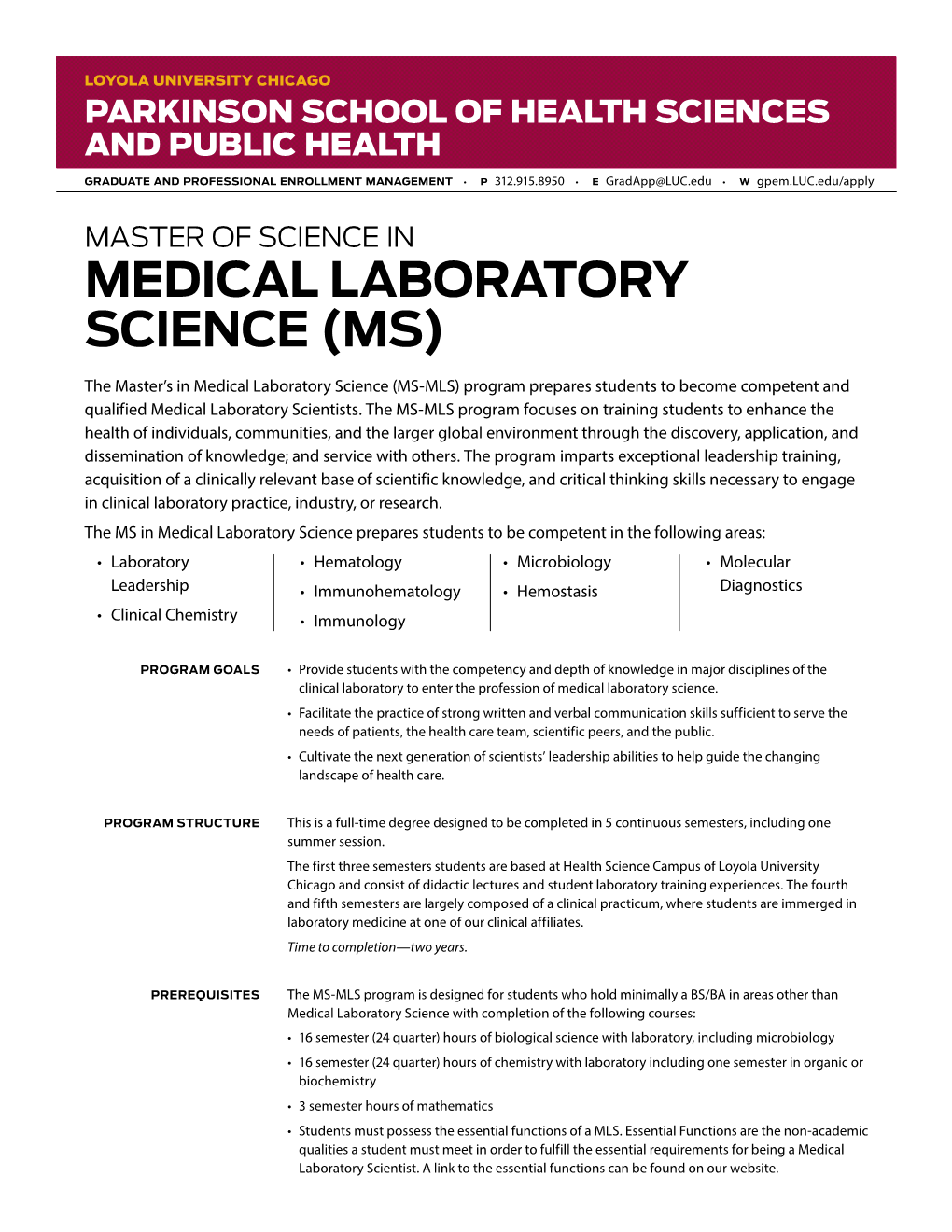 Medical Laboratory Science (Ms)