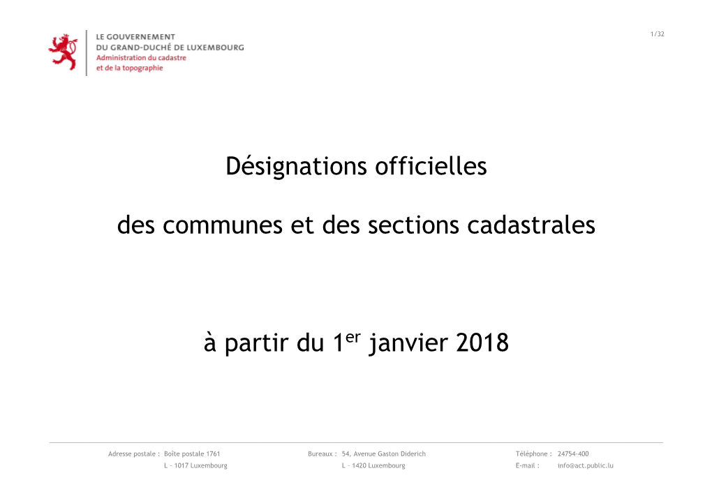 Désignations Officielles