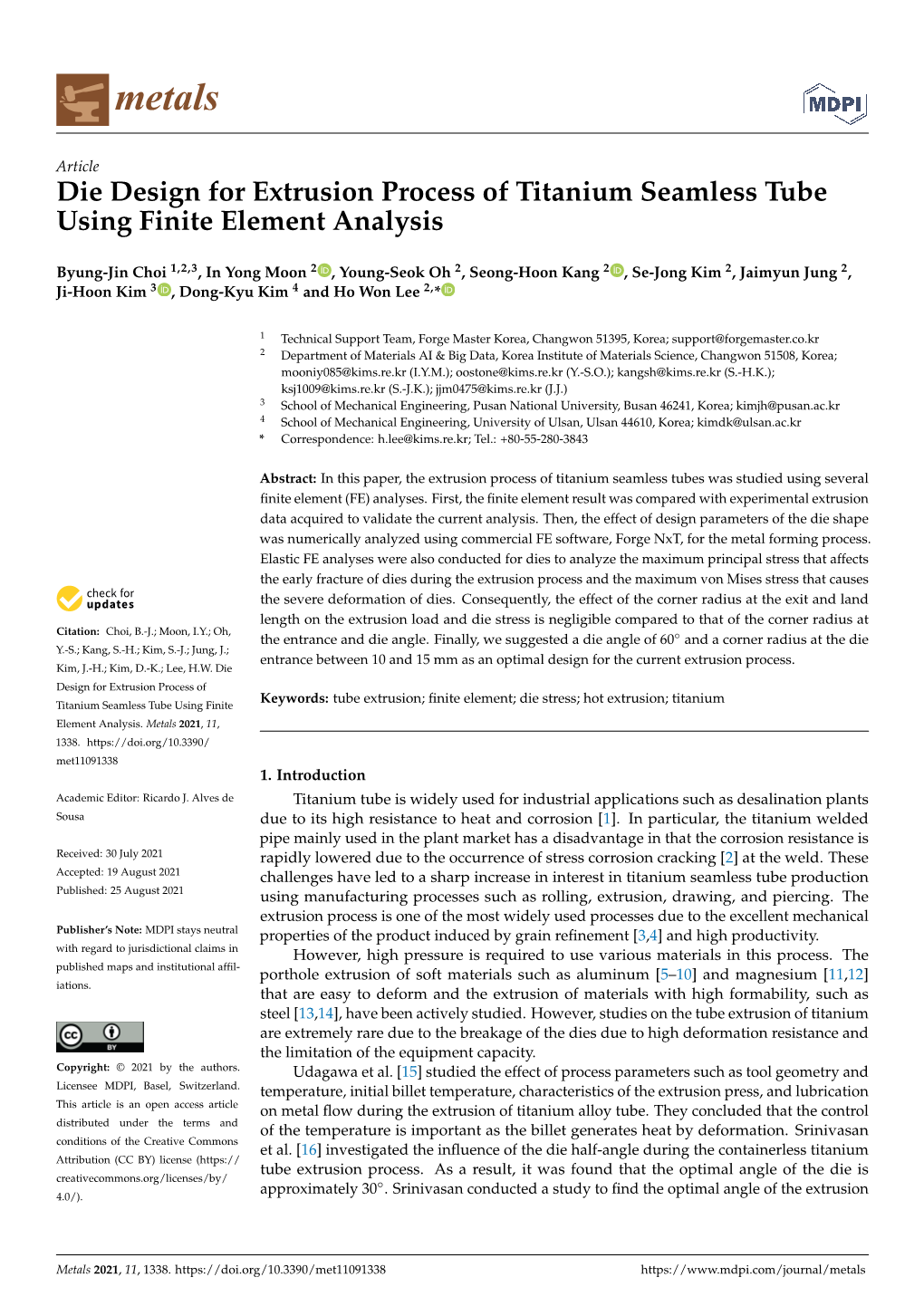 Die Design for Extrusion Process of Titanium Seamless Tube Using Finite Element Analysis