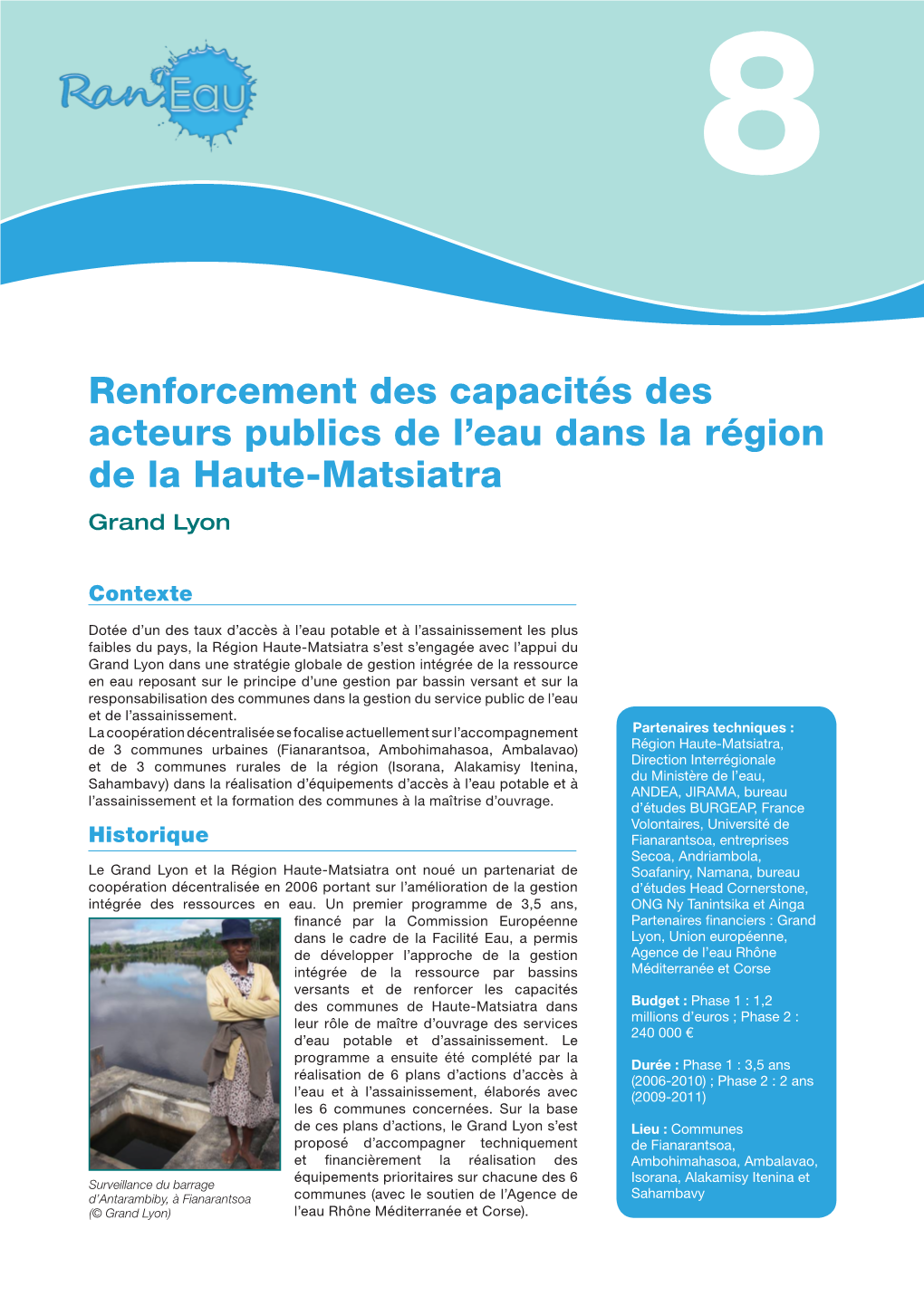 Renforcement Des Capacités Des Acteurs Publics De L'eau Dans La Région De La Haute-Matsiatra