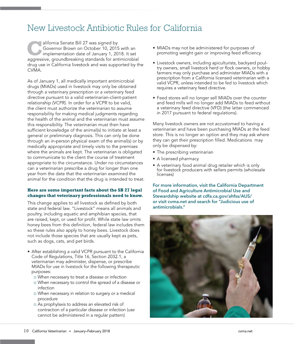 New Livestock Antibiotic Rules for California