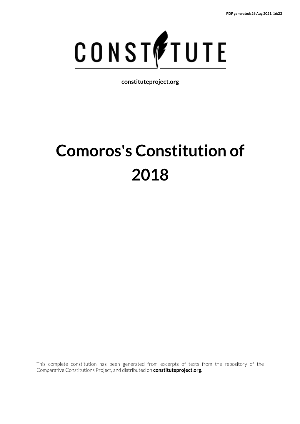 Comoros's Constitution of 2018