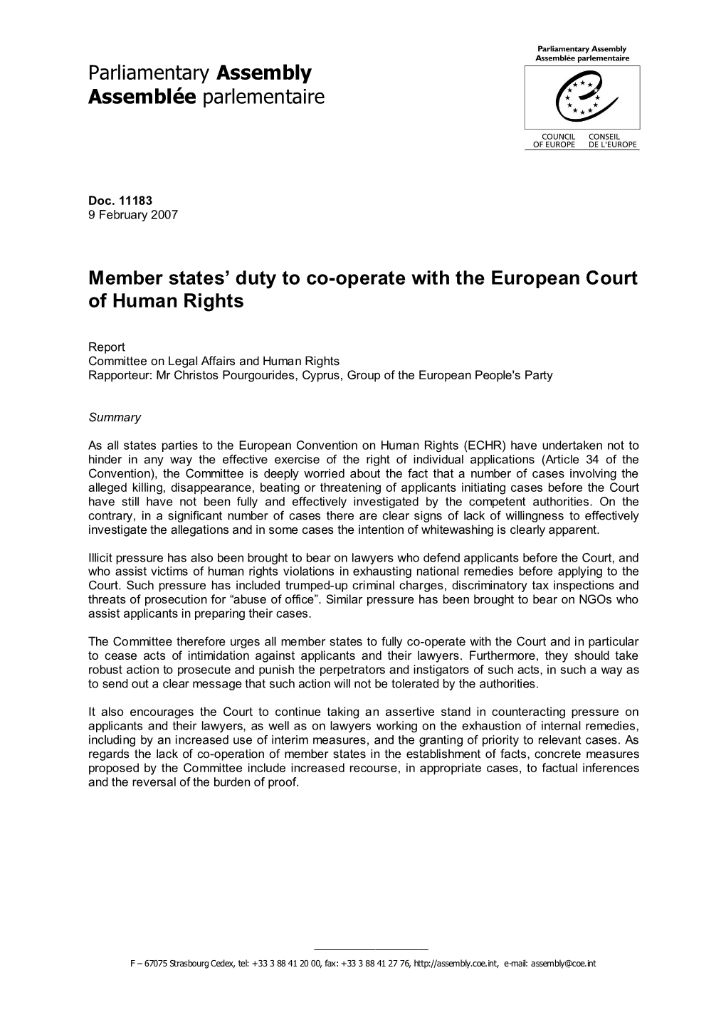 Member States' Duty to Co-Operate with the European Court of Human Rights