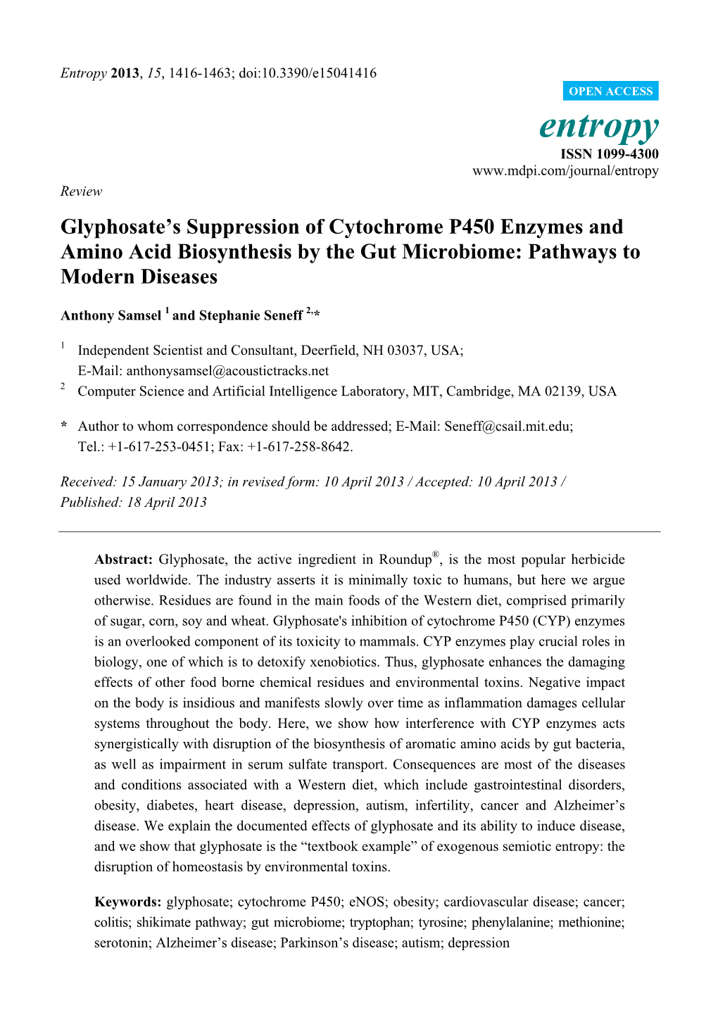 Glyphosate's Suppression of Cytochrome P450 Enzymes