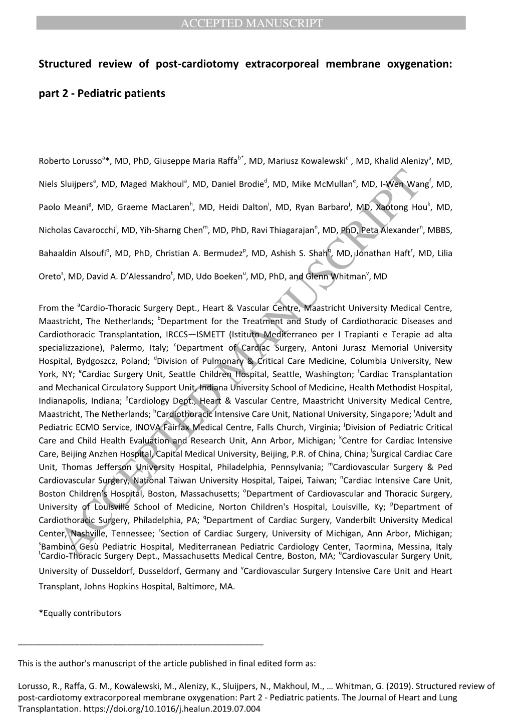 Structured Review of Post-Cardiotomy Extracorporeal Membrane Oxygenation