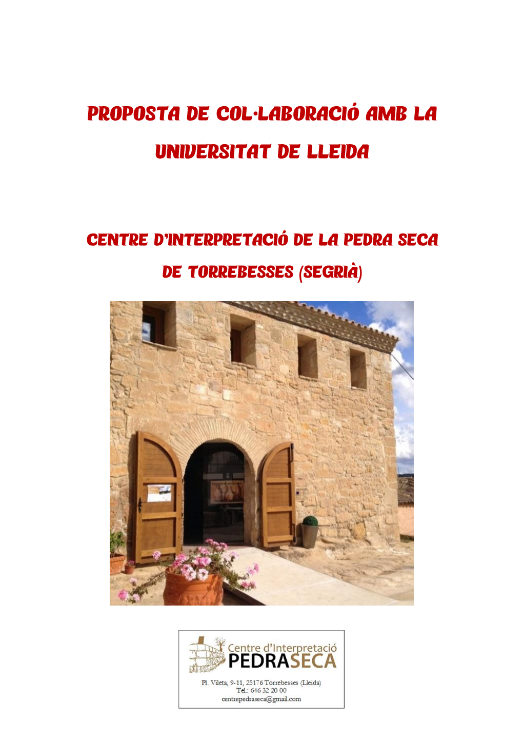 Proposta De Col·Laboració Amb La Universitat De Lleida