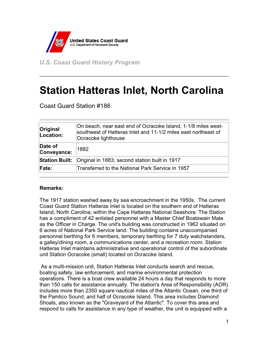 Station Hatteras Inlet, North Carolina