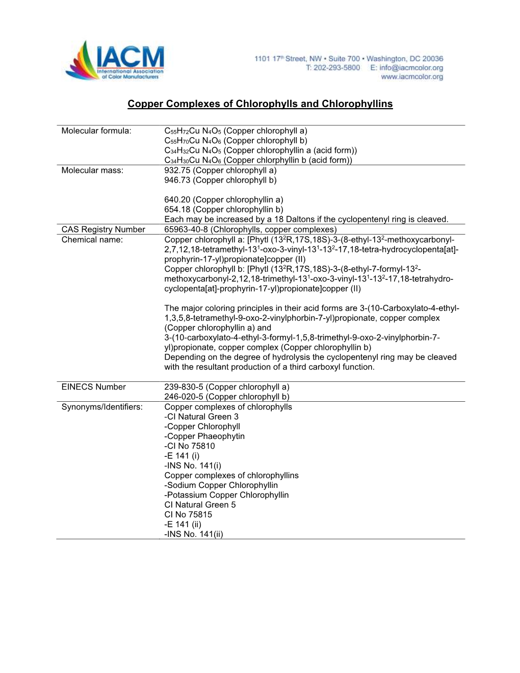 Color Additive Monographs