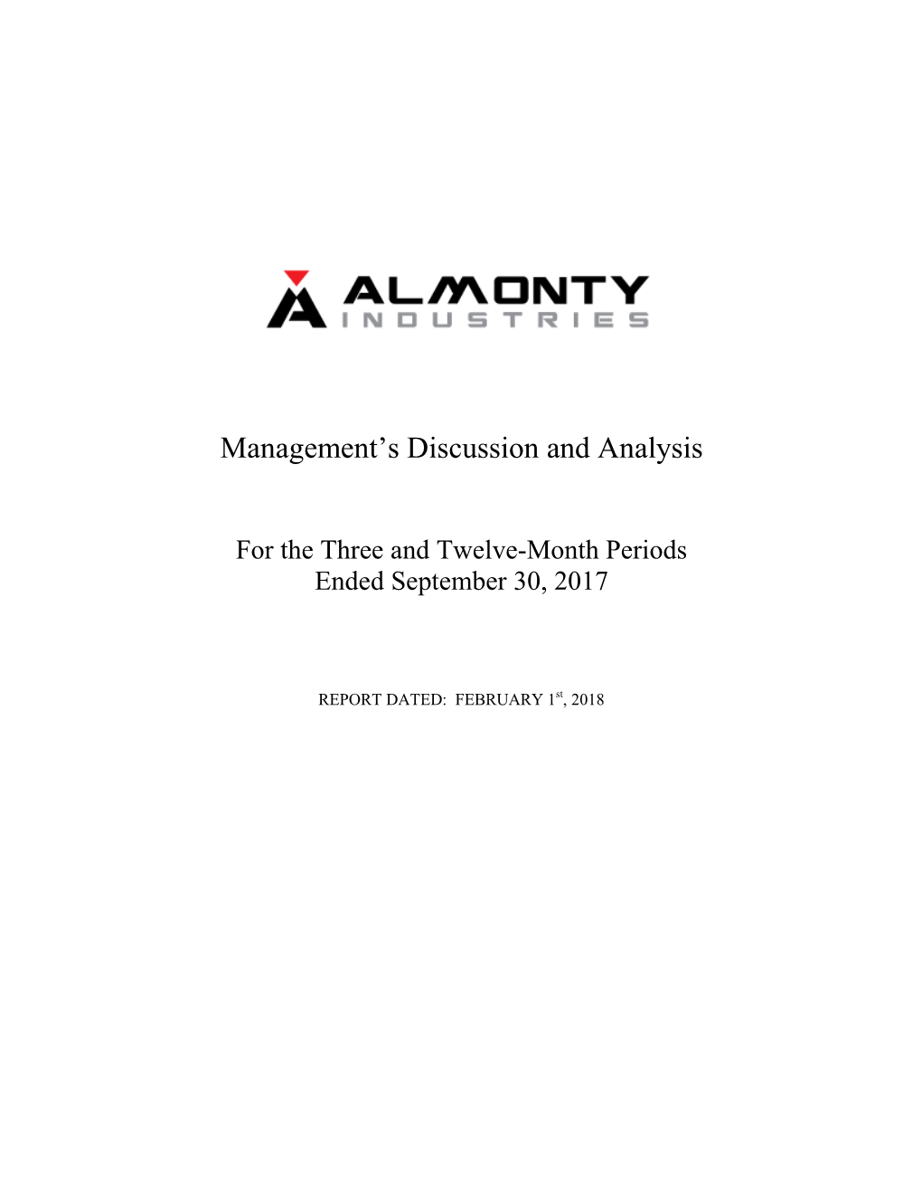 Management's Discussion and Analysis