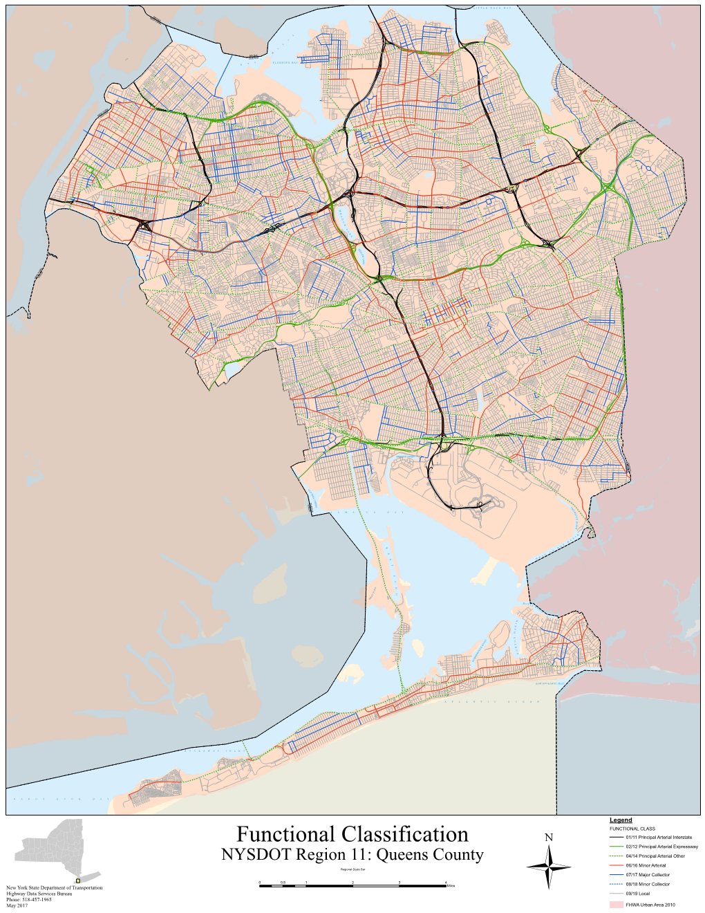 NYSDOT Region 11: Queens County 04/14 Principal Arterial Other 06/16 Minor Arterial Regional Scale Bar 07/17 Major Collector