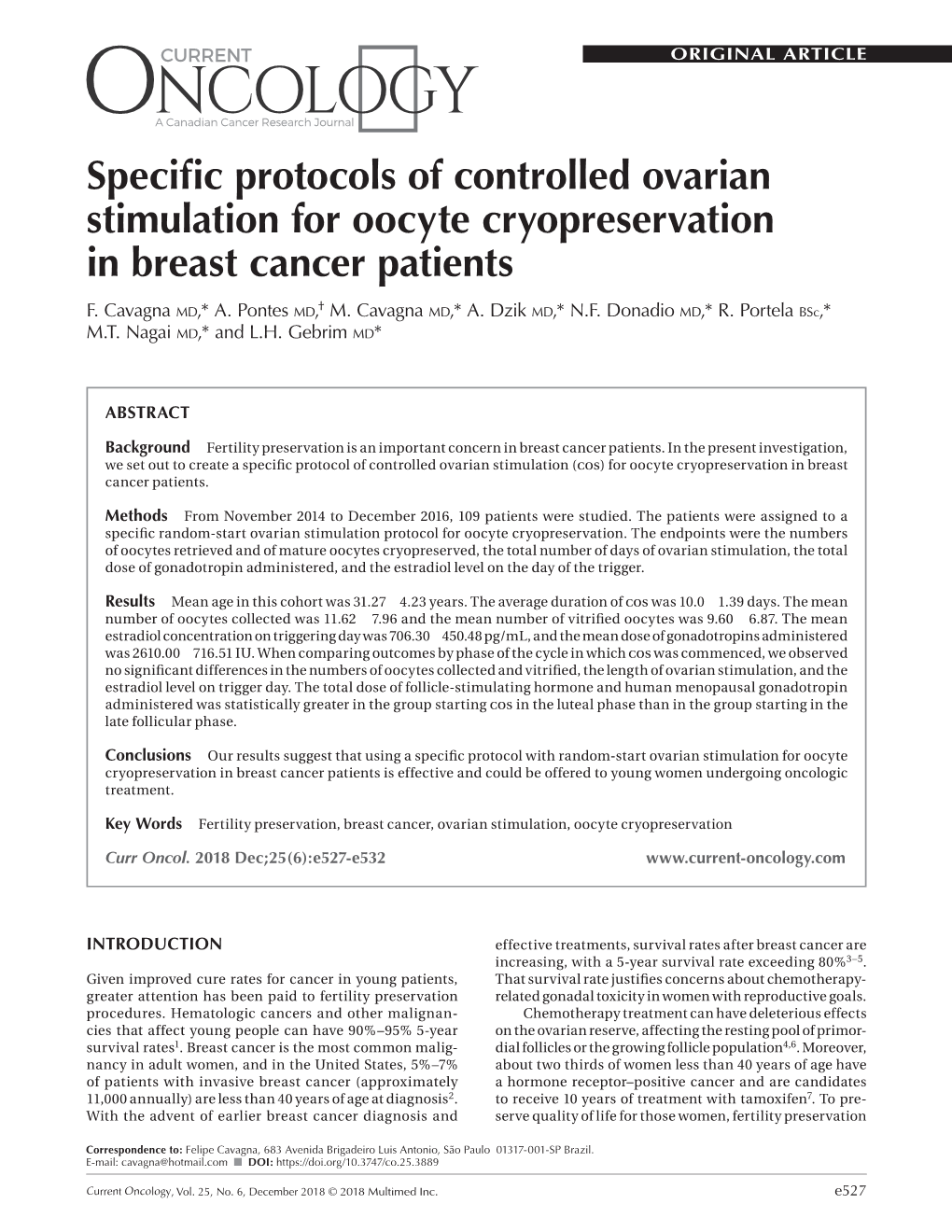 Specific Protocols of Controlled Ovarian Stimulation for Oocyte Cryopreservation in Breast Cancer Patients